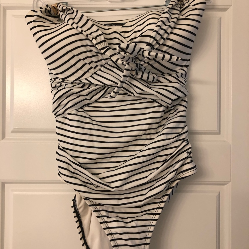 Victoria black and white stripe one piece